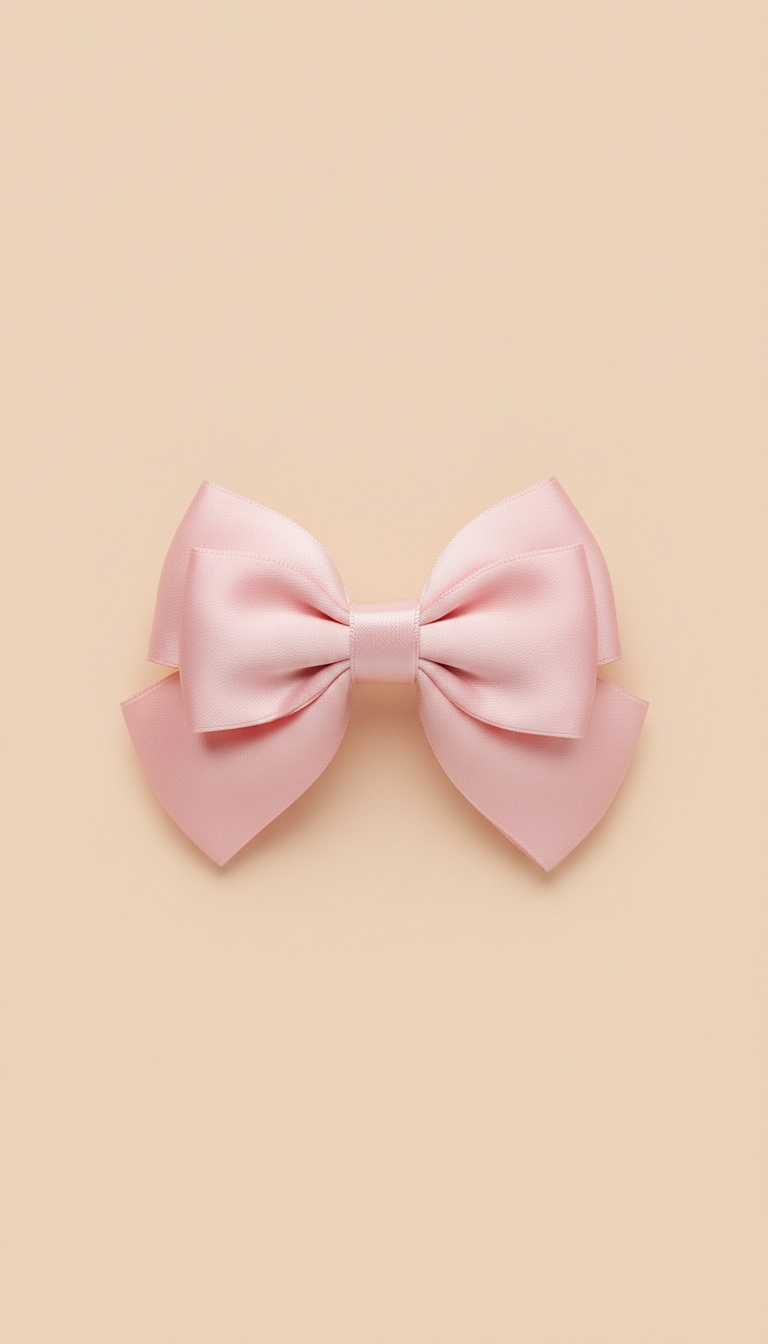 Macaron Satin Hair Bow Clip in Baby Pink