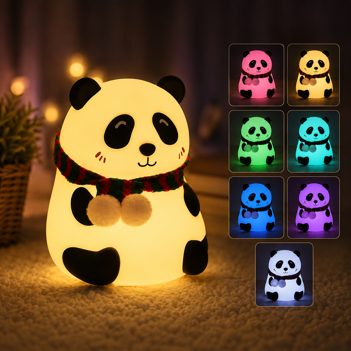 Cute Panda Night Light  – Rechargeable 7 Color LED Silicone Touch Lamp