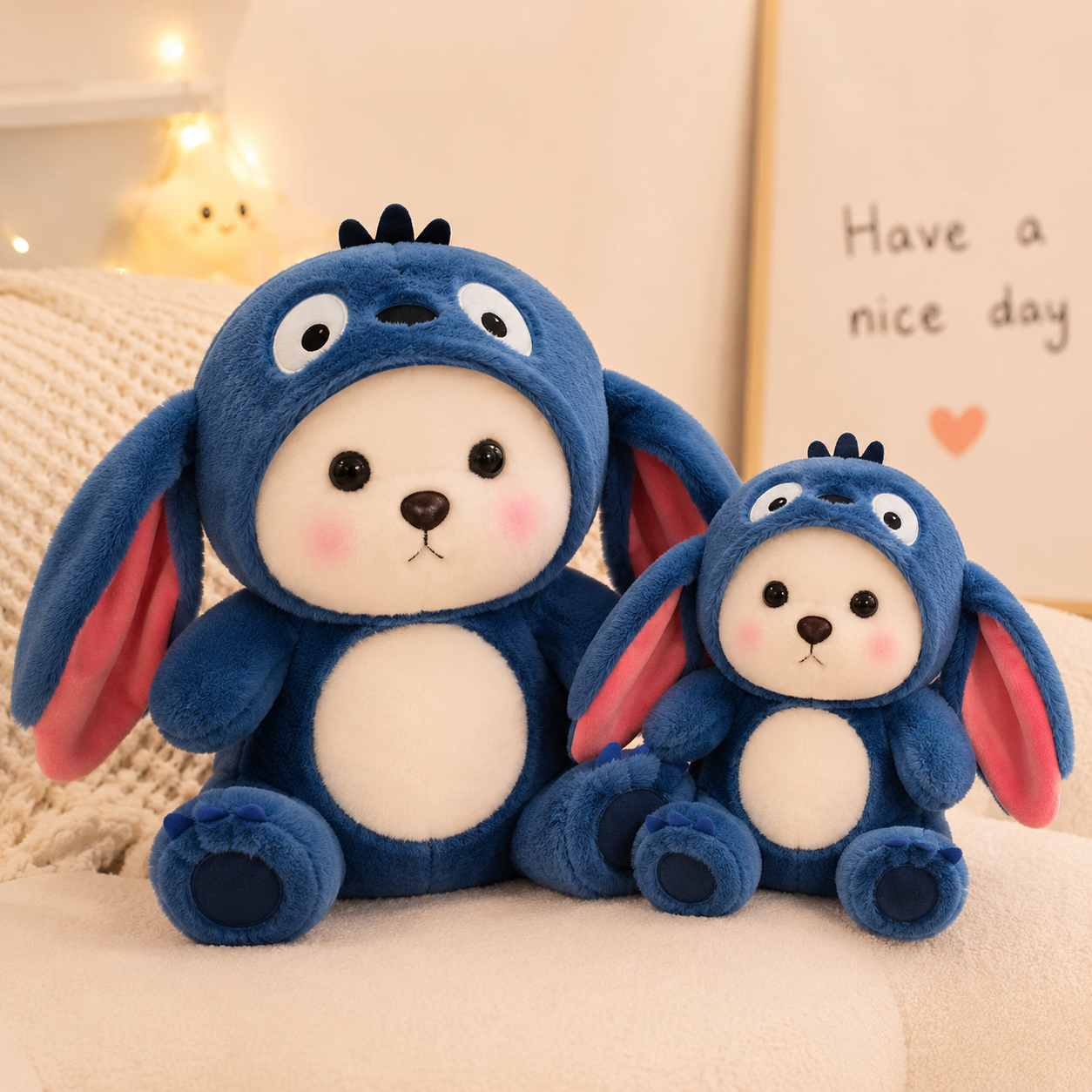 Blue Hooded Plush Toy with Removable Hood