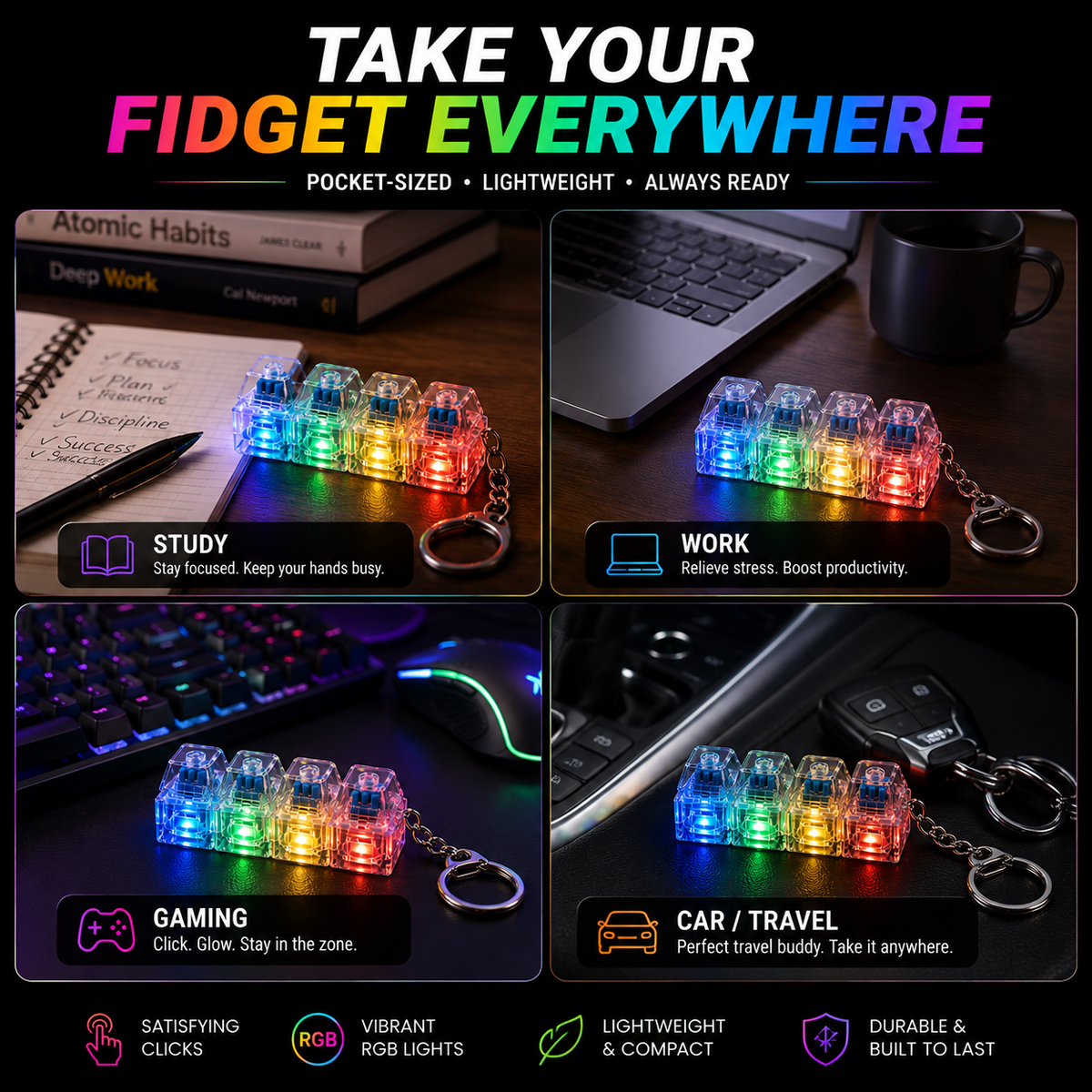 FidGlow™ — RGB Fidget Light Keychain