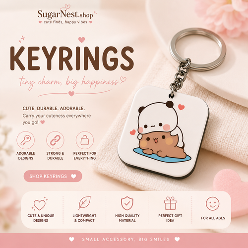 🎀Viral Bubu Dudu Couple Keychain Set | Kawaii Matching Bag Charms | Cute Gift (Pack of 2)
