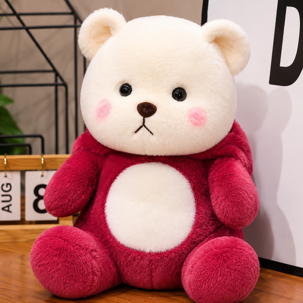 Red Hooded Plush Toy with Removable Hood